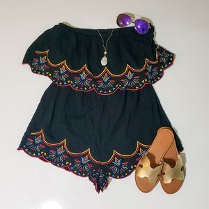 Sleeveless Embroidered Romper